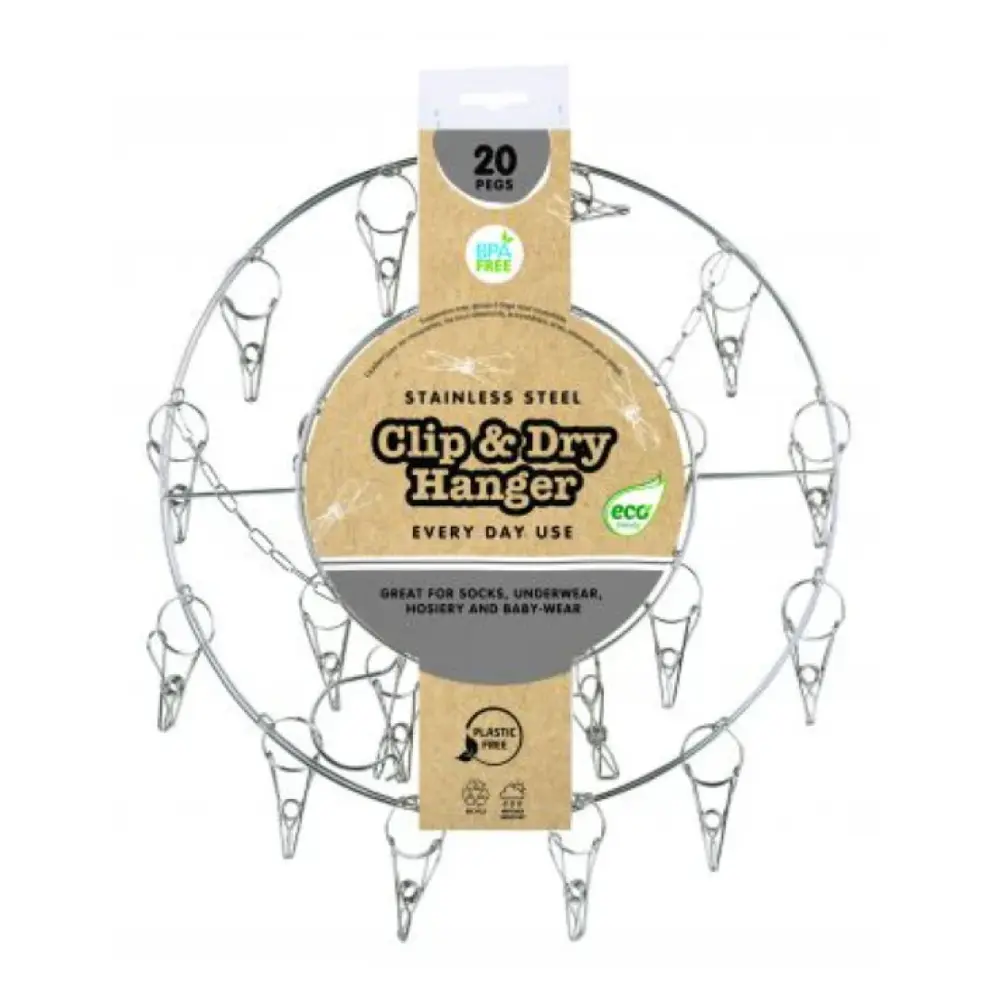 Bộ Kẹp Phơi Đồ Thép Không Gỉ, Stainless Steel Clip & Dry Hanger, BPA Free, 20 Kẹp - UNCLE BILLS